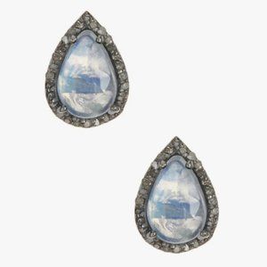 NEW ADORNIA Moore Moonstone Champagne Diamond Black Rhodium Sterling Silver